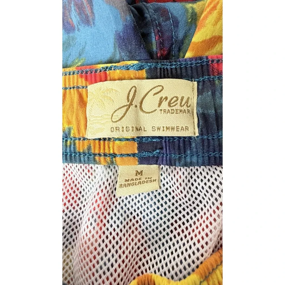 J.Crew Swim Trunks Mens M Floral Print Blue Orange Stretch 6